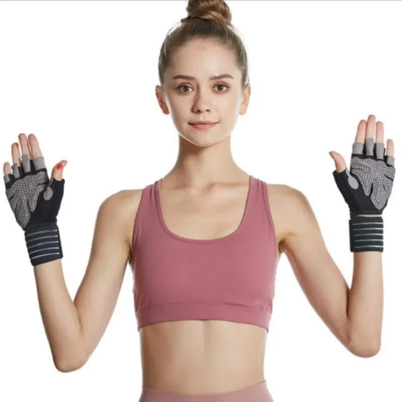 Gym Sports Gloves Half Finger Weight Lifting Gloves with Wrist Support Belt Men Women Workout Exercise Fitness Training Glove 4