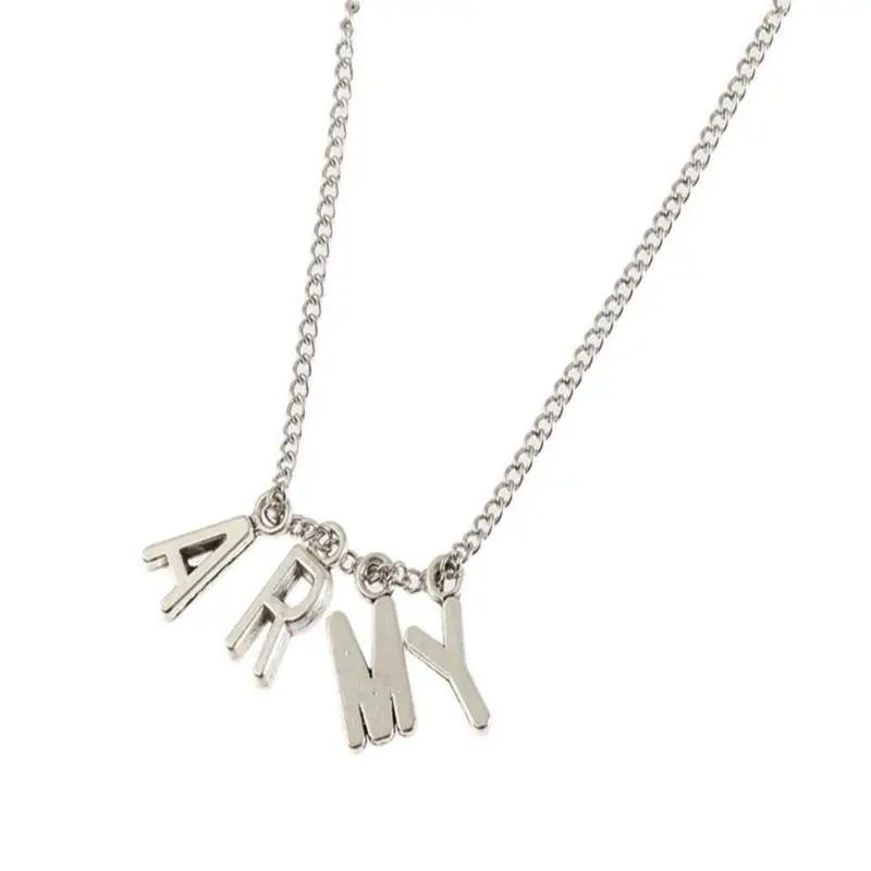 Jewelry Punk ARMY Letter Necklace for Woman Trendy Alloy Bangtan