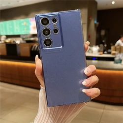 Glitter Bling Colorful Silicone Soft Phone Case with Jelly Camera Protection - Shockproof Back Cover - S23 Ultra (Navy Blue)