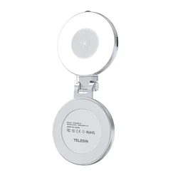 TELESIN Magnetic Mini Selfie Ring Light with Mirror - 3 Lighting Modes (White)
