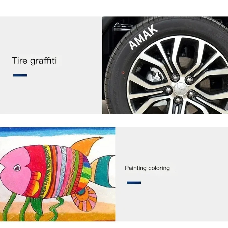 방수 영구 젤 펜슬 타이어 노트북 유리 페인팅 펜, 유성 흰색 마커 펜, 그래피티 펜, 0.7mm, 1mm, 2.5mm, 6 PCs, 1PCs