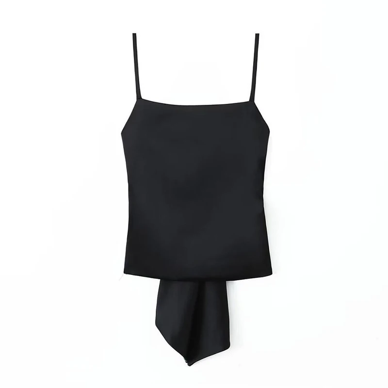 여성용 솔리드 백리스 활 레이스업 캐미솔, 빈티지 얇은 스트랩, 스퀘어 칼라, 여성 시크 상의, 여성용 스트리트 패션