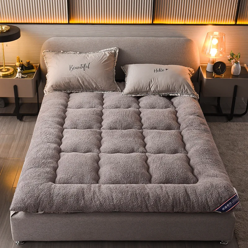 Winter Warm Thicken Plush Mattress Toppers Dorm/Home Single Queen Velvet 10cm Thickness Mattress Soft Tatami Floor Mats Pad
