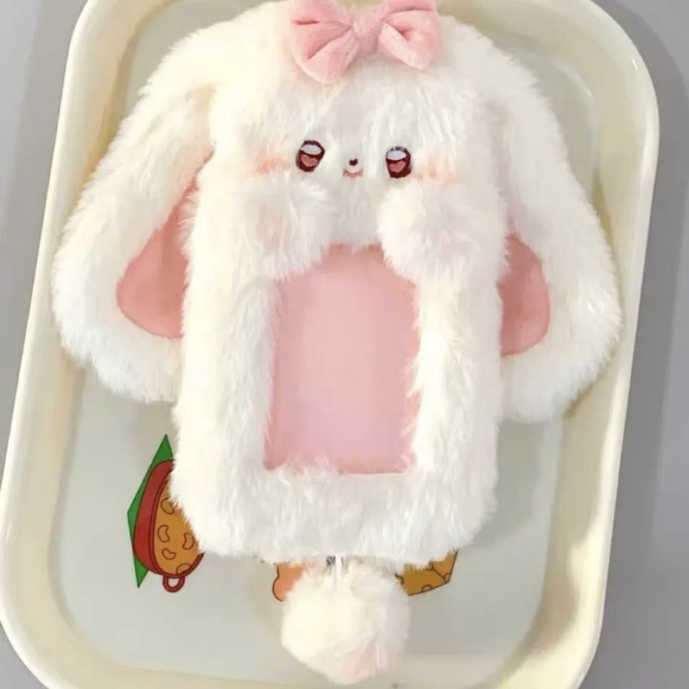 Cute Plush Photocard Case Student Card Holder Cartoon Fox Photocard Case Idol Photos Protective Cover Bag Keychain