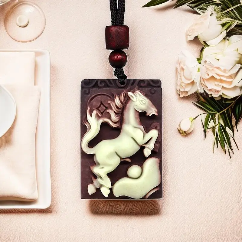 

Кулон с нефритовой лошадью, подарки для женщин и мужчин, амулеты, талисманы, каменное ожерелье, ювелирные изделия, ожерелья, китайские настоящие подвески, натуральный амулет