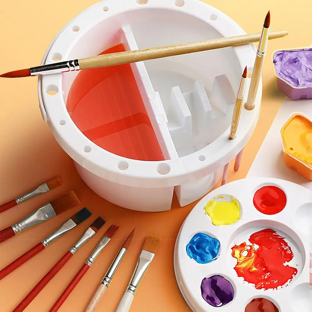 Paint Brush Cleaner Washer Multi-Use Painting Brush Bucket For Watercolor Oil 3-in-1 Paint Holder Tray Palette Lid Basin