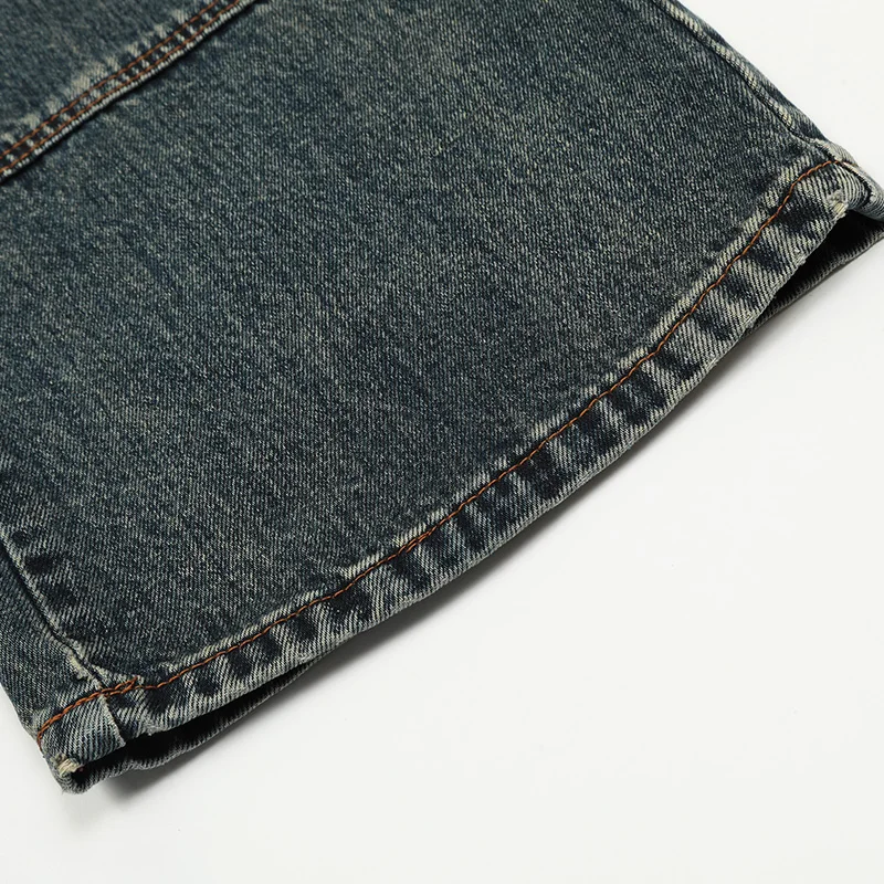 UPRAKF Baggy Pocket Jeans Distressed Denim Autumn Fashion Basic High Street Pants Casual Pantalones