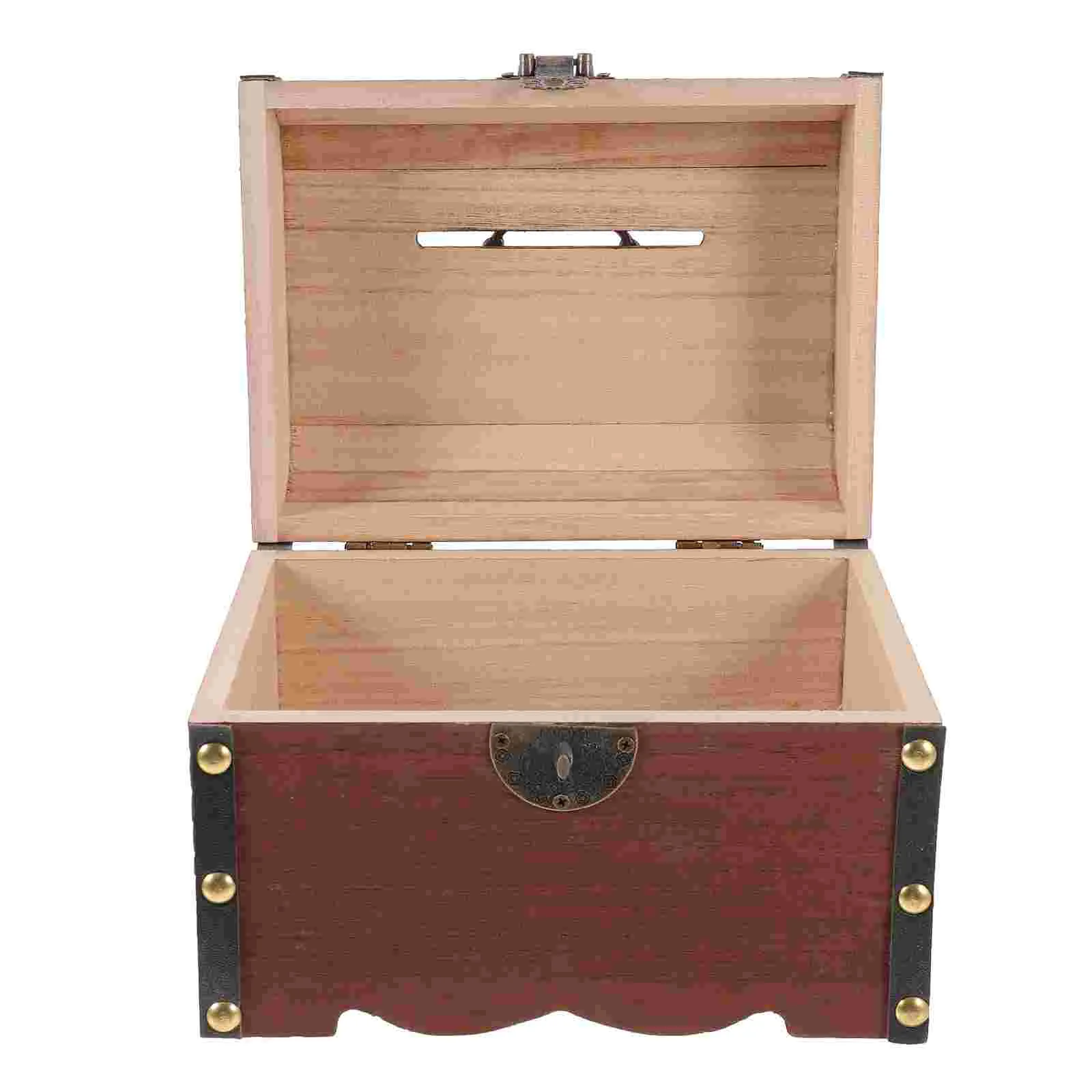 

Wooden Treasure With Lock Jewelry Storage Box Decorative Wood Toys Storage Box
