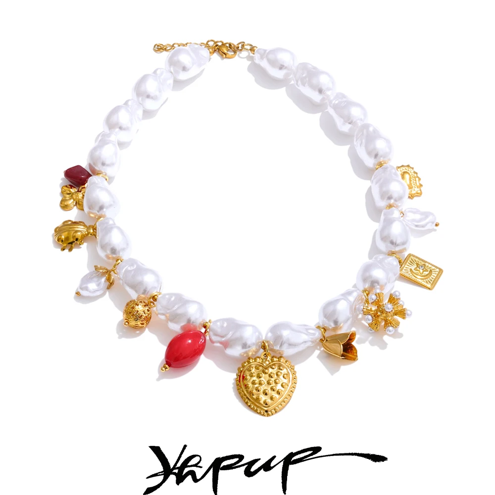 Yhpup Baroque Pearls Necklace Women Fashion