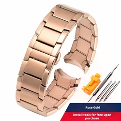 Stainless Steel Curved End Men's Watch Bracelet - 22mm - 22mm (Rose Gold)