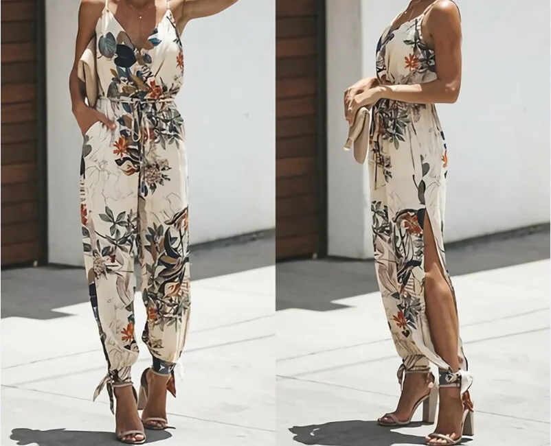 

Новинка 2024, женский летний сексуальный комбинезон с открытой спиной и глубоким V-образным вырезом