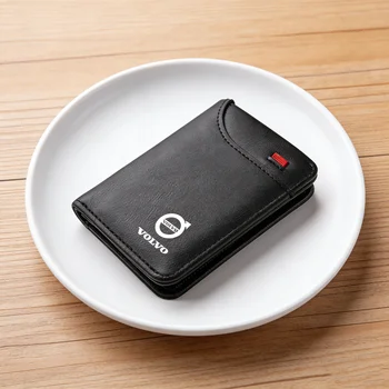 Mini porta carte di credito in pelle Portafoglio piccolo portatile Portafoglio morbido per Volvo XC60 V50 XC90 V40 XC40 V60 EX30 T6 V90 S60 Accessorio