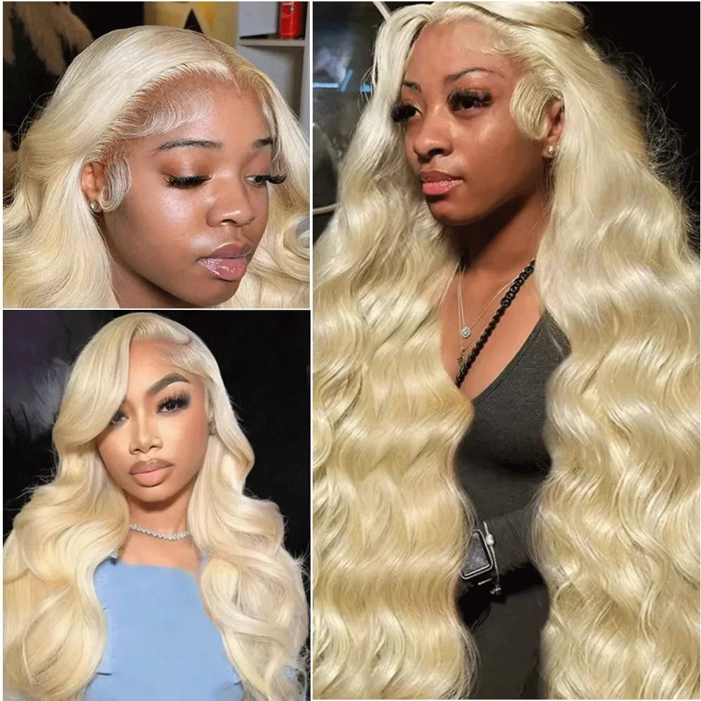 40 Inch 613 Honey Blonde Colored Body Wave Lace Frontal Human Hair Wig Preplucked 13x6 HD Lace Front Wigs For Women 200% Density 3