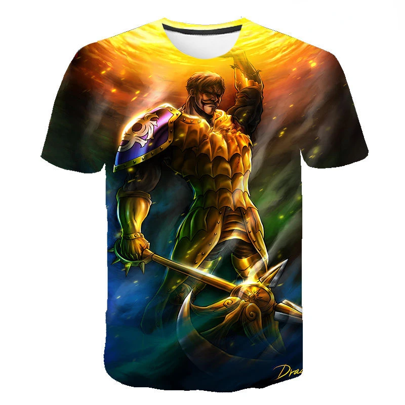 

2023 New Anime Escanor 3D Printed T-shirt Boy Girl Kids Fashion Casual Short Sleeve Men Women Streetwear Oversized T Shirt
