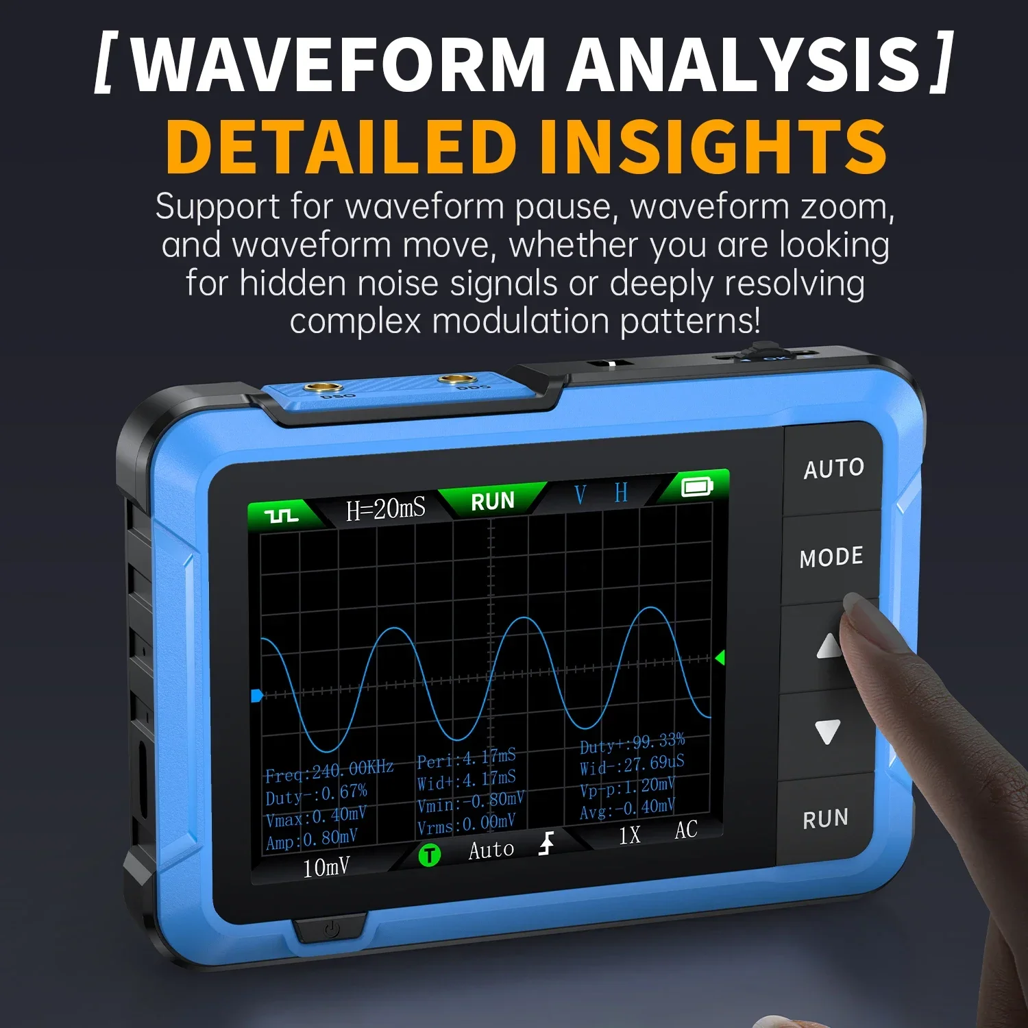 FNIRSI DSO510 10MHz Mini Handheld Intelligent Digital Oscilloscope Multi-function Signal Generator 2 IN 1 48MS/s Sampling Rate digital oscilloscope signal generator