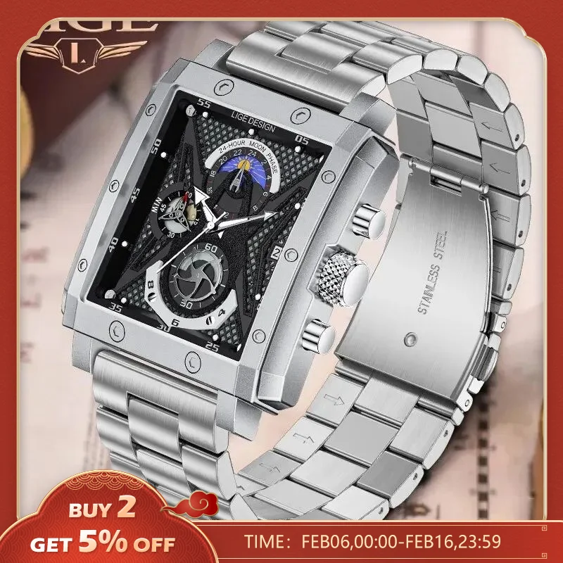 Lige Men Watch Casual Military Sports Cronografo Al Quarzo Orologi Da Polso Per Uomo Top Brand Luxury Waterproof Watch Montre Homme