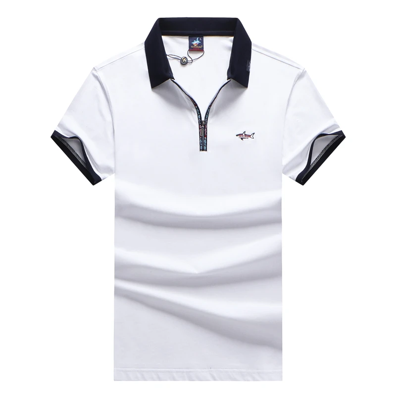 TACE&SHARK Solid Color Embroidery Polo Shirt Summer Fashion Men Business Shark Polos Tops Mens Casual Dark Blue White Clothing 13 Scd06da15c8b949dfa5763cddad98808dO