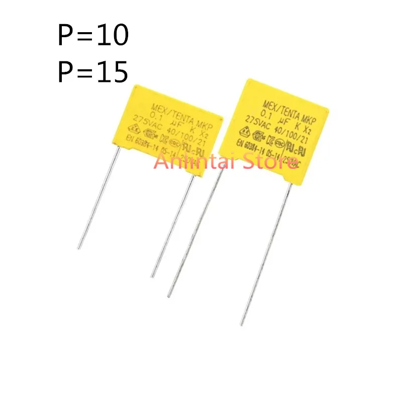 10pcs x2 safety capacitor 275v104k 0 1uf mpx104kv 275vac p 10mm 15mm 10PCS X2 SAFETY CAPACITOR 275V104K 0.1UF MPX104KV 275VAC P=10MM/15MM