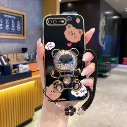 Clover Strap Lanyard Love You Bear Phone Holder Case Back Cover - iPhone Xr (Black)