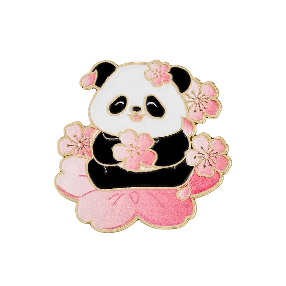 6 Stück Kirschblüten-Panda-Broschen, Kirschblüten-Festival, Touristen-Souvenir, Cartoon-Tier-Abzeichen für den täglichen Gebrauch – Detail 6