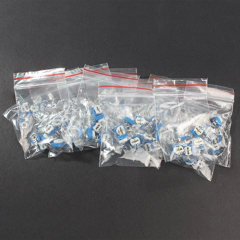 65PCS Trimmer Potentiometer RM063 Adjustable Resistance 100R~1M Potentiometers 1K 5K 10K 20K 50K 100K 500K 1M Variable Resistors