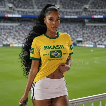 2026 Summer Women Men Brazil Flag Soccer Jersey Short Sleeve T-Shirts Family Sport Apparel, Gift For Brasil Fans Women T-Shirt