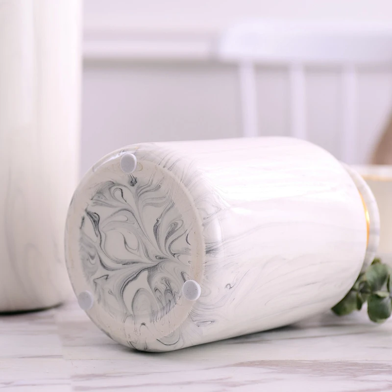 Ceramic Marble Patterned Vase, Creative Home Dining Table, Living Room, Bedroom, Office Decoration, Flower Arrangement Vase, 1Pc