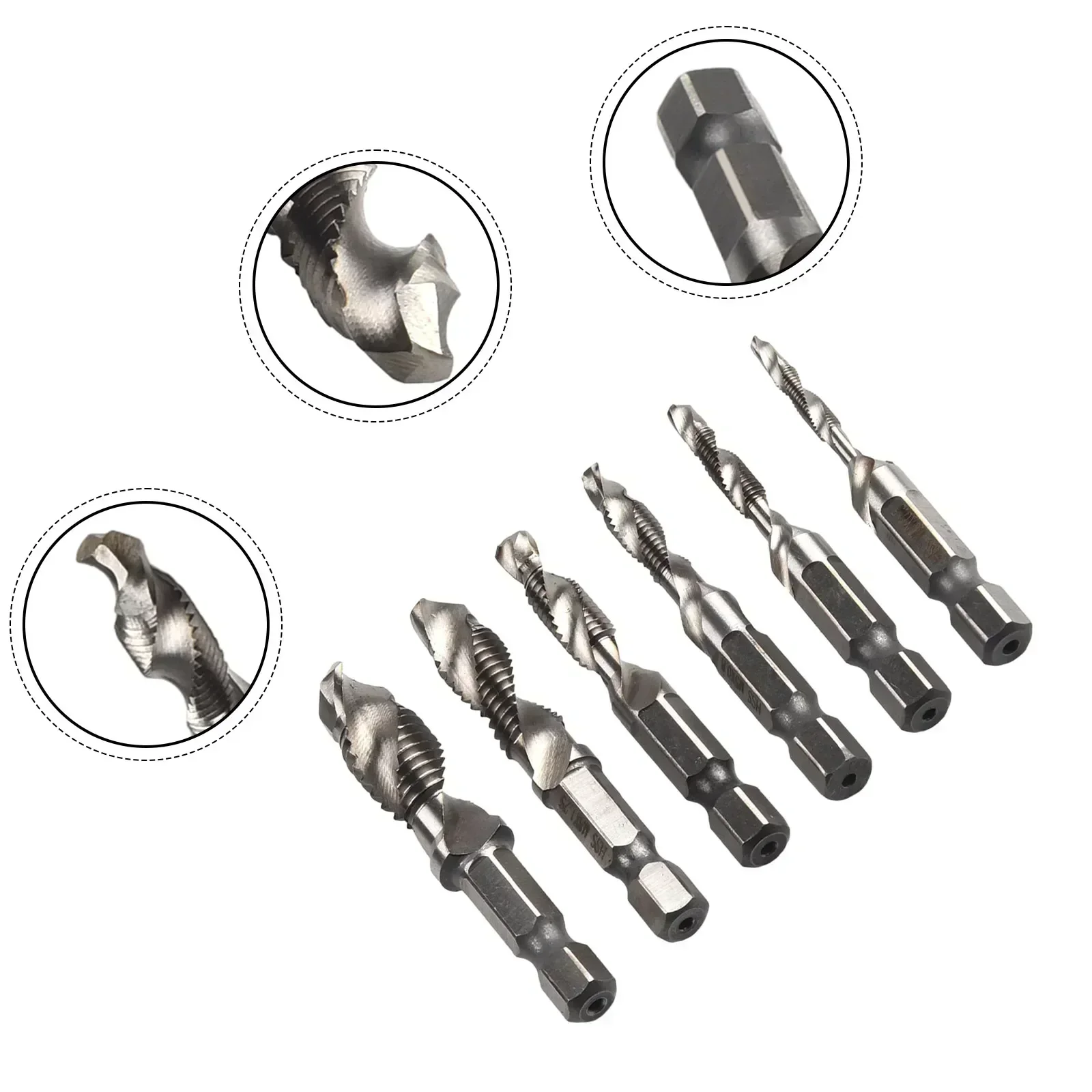 1pc Hex Shank Titanium Coated HSS screw tap Metric Tap Drill Bits Screw Machine Compound Tap M5 M6 M8 M10 Hand Tools