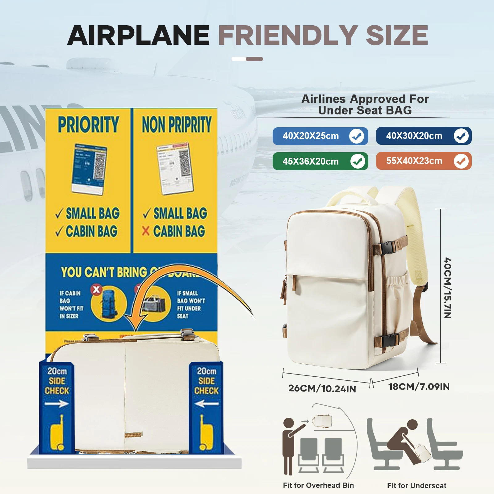 Ryanair Wizzair 40x30x20 Travel Aviation Backpack Air Vacuum Storage Bags With Backpack Men Women College Notebook Backpack