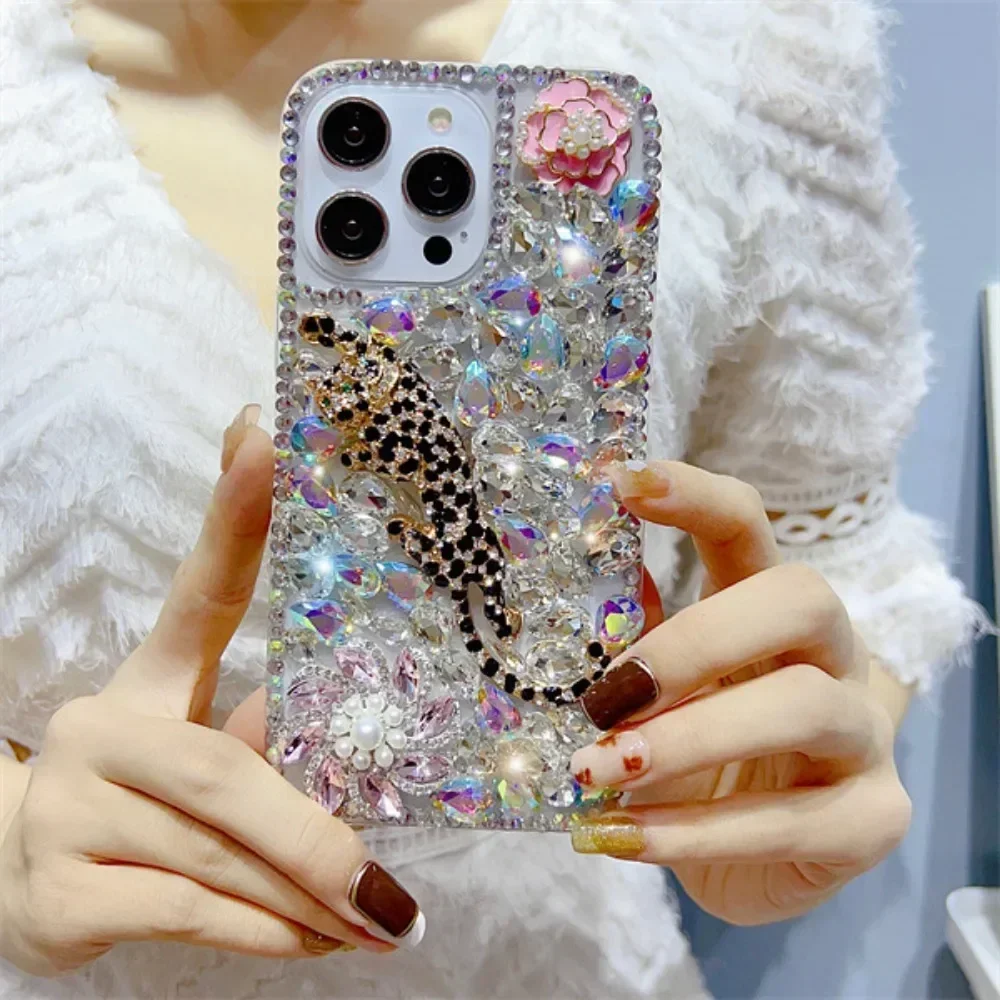 

Male Leopard Rhinestone Case, Luxury Bling Diamond, Cover for Huawei P30, P50Pro, P40lite, Mate30, 40, Honor8X, 9X, 50, 60Pro