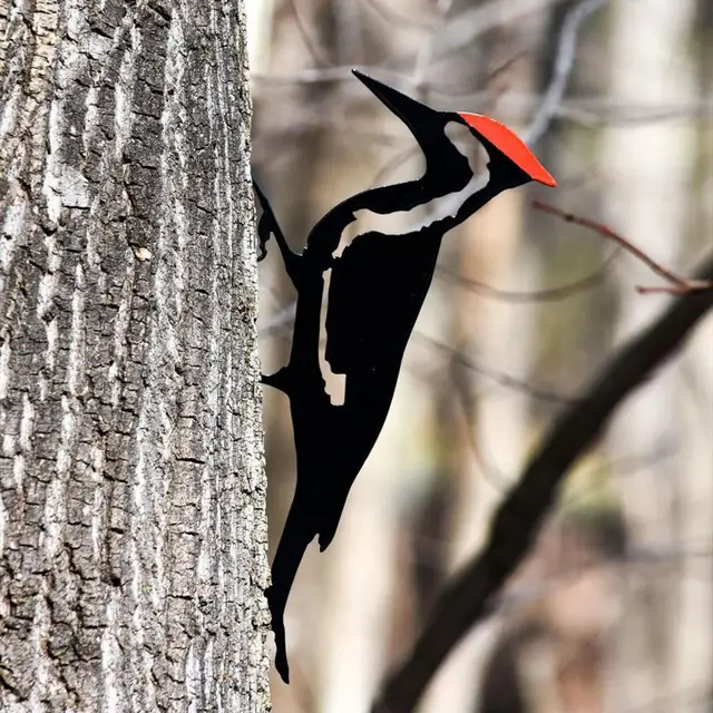 Elegáns Kerti Téttervezés Pileated Madár Rozsdás Üreges Plug-In Szobor Fa Tét Harkály Dekoráció