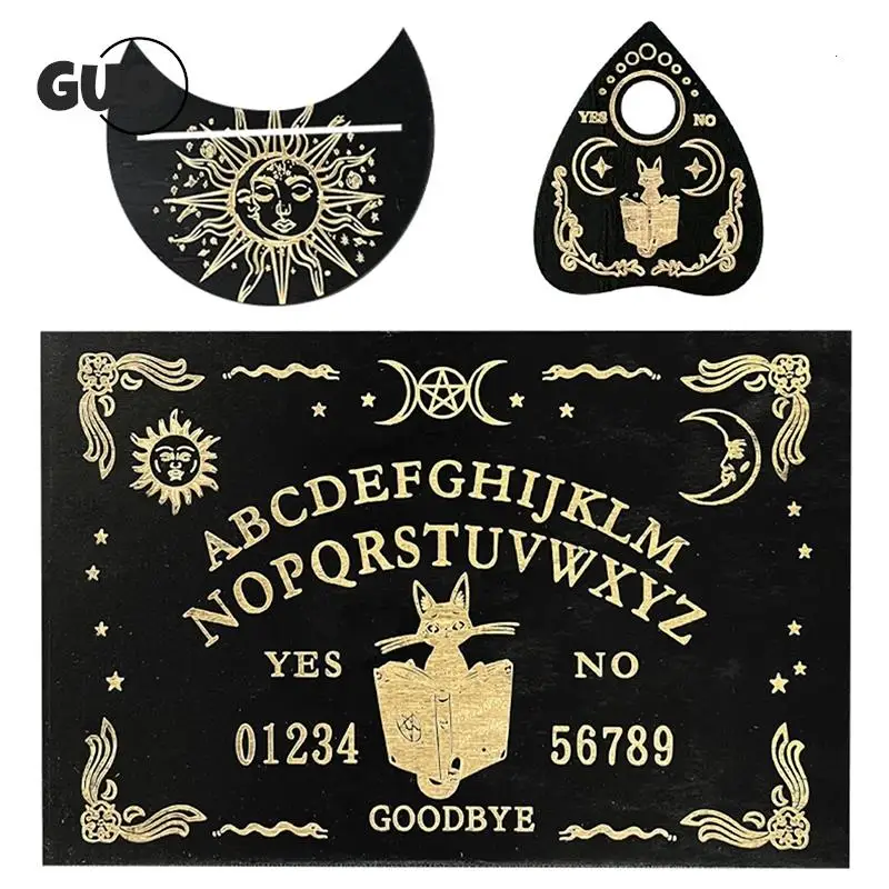 Tablero de péndulo de adivinación de madera, tablero mágico grabado, tablero de Ouija, mensaje metafísico, Kit de tablero de péndulo de bruja