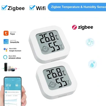 Tuya Zigbee Temperature Humidity Sensor LCD Digital Display Remote Monitor By Smartlife Bluetooth Control Work With Alexa Google 1