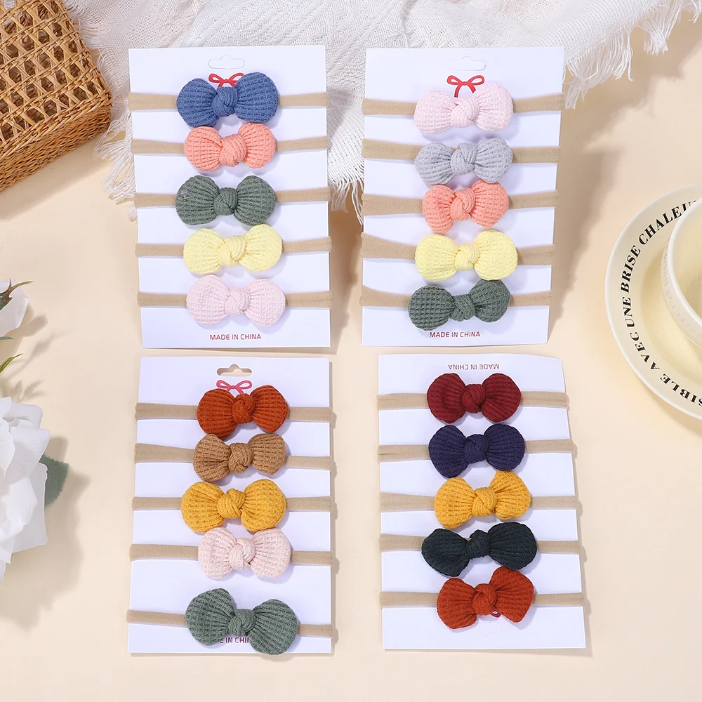 20 Teile/satz Baumwolle Baby Bögen Stirnband Nylon Stirnbänder Haarbänder für Kinder Mädchen Weiche Haarband Kleinkind Zufällige Haar Zubehör – Detail 6