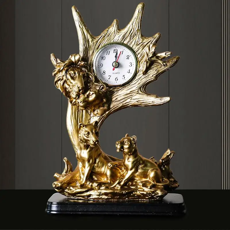 

Vintage Table Clock Universal Accurate Resin Statue With Metal Pointer Desk Clock Figurine For Home Ornament Novelty Clock