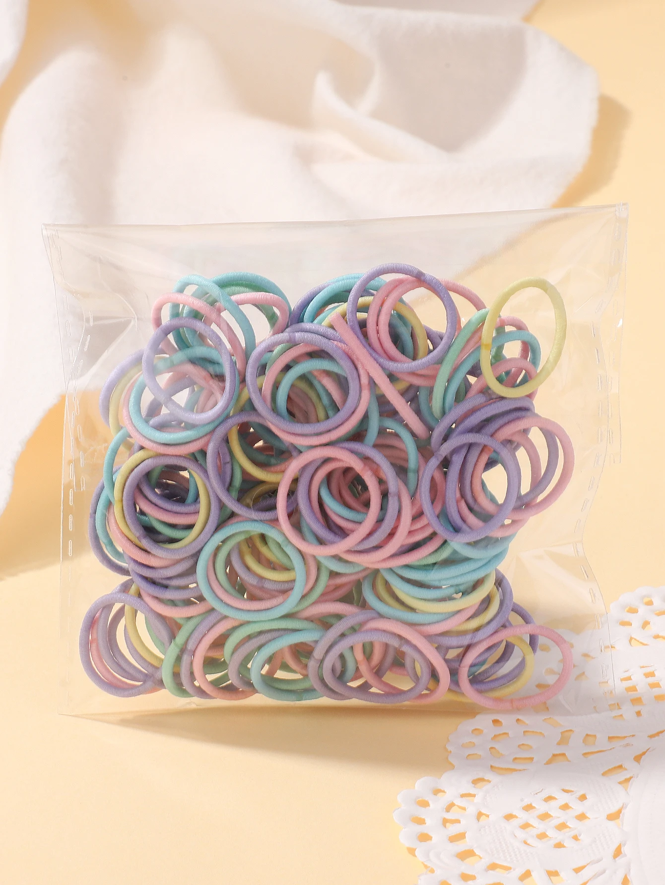 Lot de 100 élastiques à cheveux de 2cm, bandes colorées en caoutchouc et nylon, accessoires pour cheveux, couleur noire, cadeau pour bébés filles