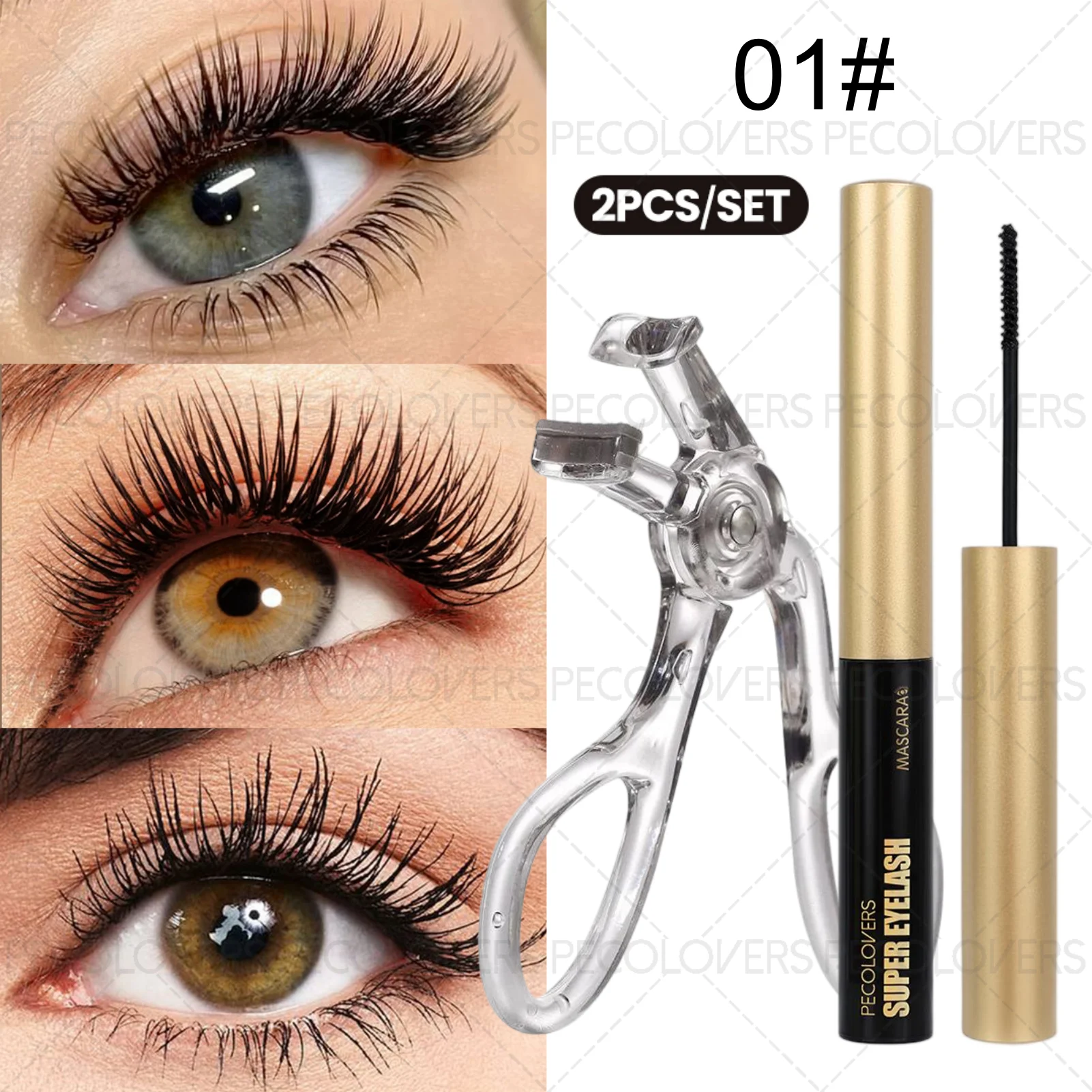 2er-Set Schwarze 3D-Mascara – wasserfest, langanhaltend, klumpt nicht, für dichte Wimpern_voghion.com