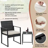 Wicker Patio Furniture 3 Piece Patio Set Chairs Bistro Set Outdoor Rattan Conversation Set for Backyard Porch Poolside Lawn 2