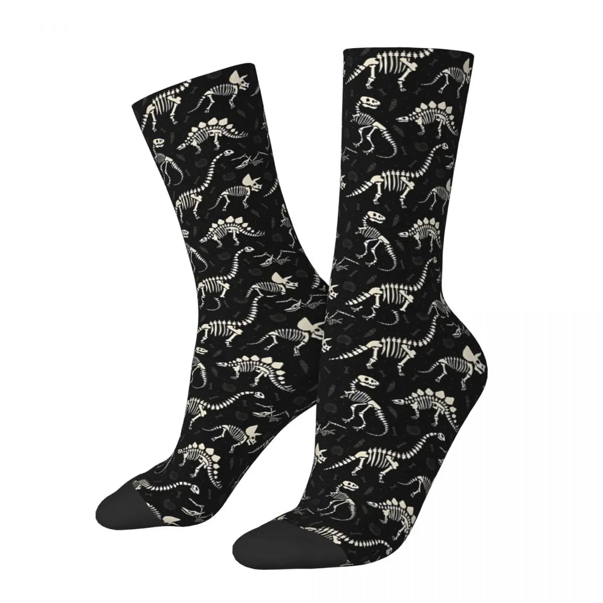 

Crazy compression Fossils In Black Sock for Men Harajuku Dinosaur Seamless Pattern Crew Sock Novelty