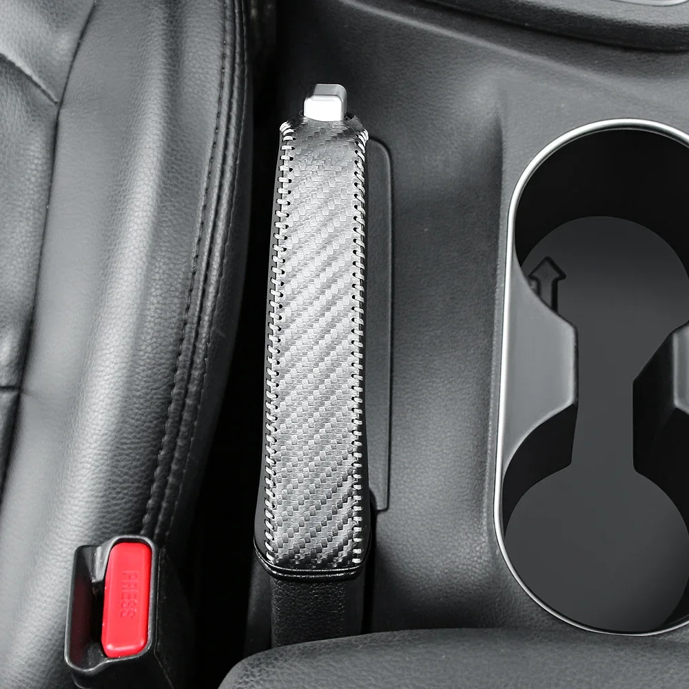 Carbon Fiber PU Leather Handbrake Grip Cover - Premium Car Accessory Protector