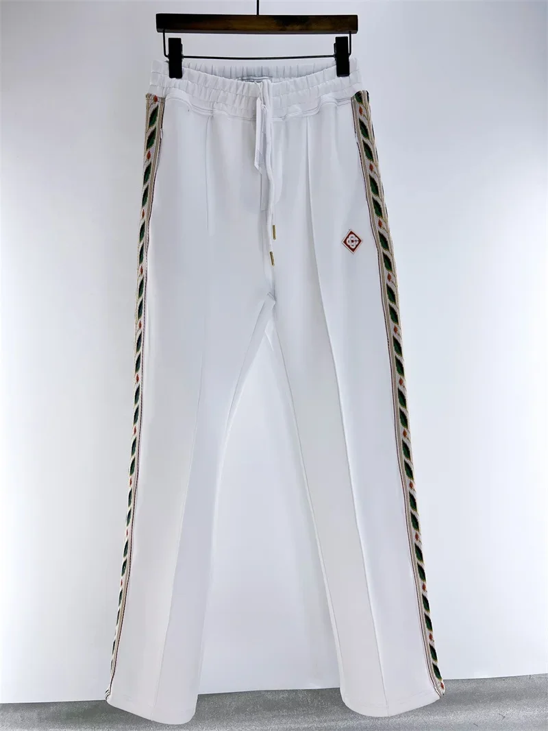 

24ss CASABLANCA Oversized Pants for Men Women 1:1 Top Quality Embroidered Logo White Sweatpants