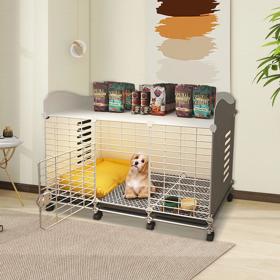 Stylish Dog Crate End Table with Wheels