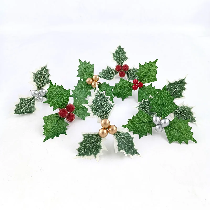 

20PCS Silk Leaf Fake Plants DIY Scrapbooking Candy Box Wedding Bridal Wrist Bouquet Christmas Red Fruit Decor Home DIY Gifts