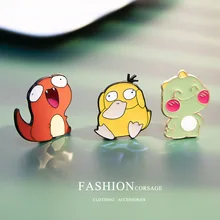  Kawaii Anime Figure Pokemon Pikachu Psyduck Brooch Cute Backpack Dress Tops Decoration Badges Pins  Children's Student Toy Gifts 