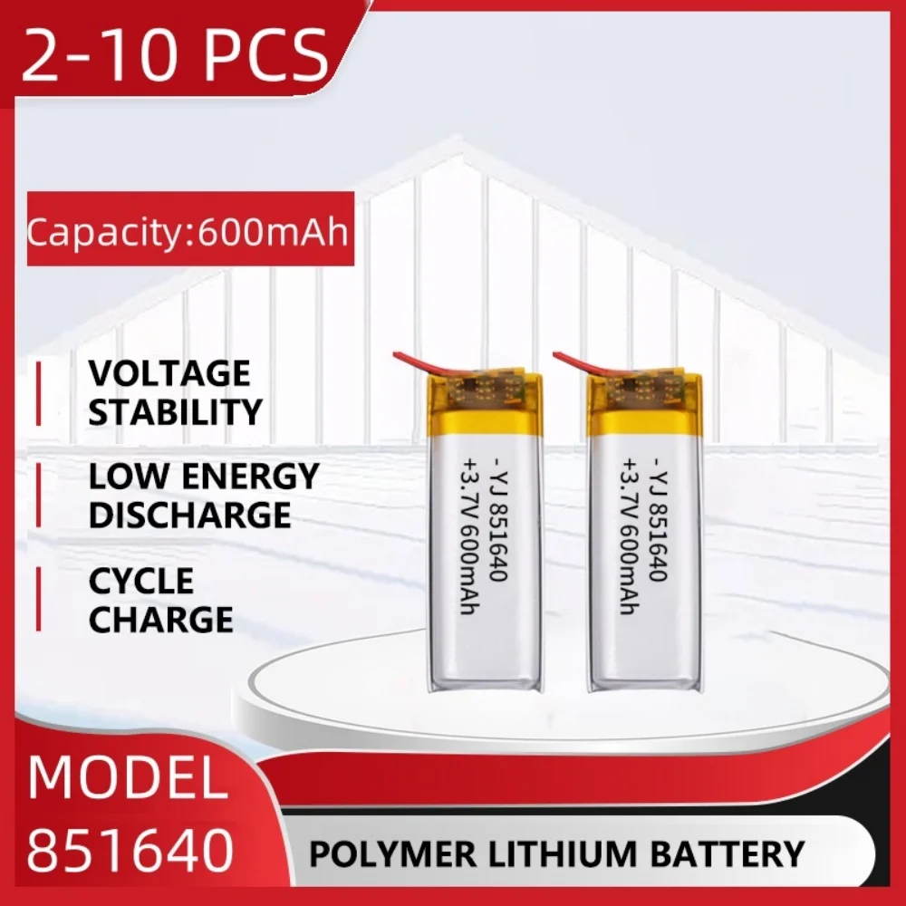 3.7V 600mAh Polymer Lithium LiPo Rechargeable Battery 851640 For Bluetooth headset beauty instrument selfie stick spray etc