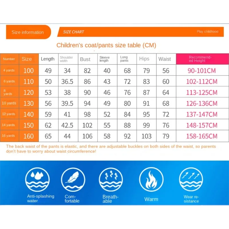 Children Skiing Suit Children's Ski Suit Suit Girls Outdoor Thickened Waterproof Windproof Warm Boys Baby Ski Clothes Pants Equipment