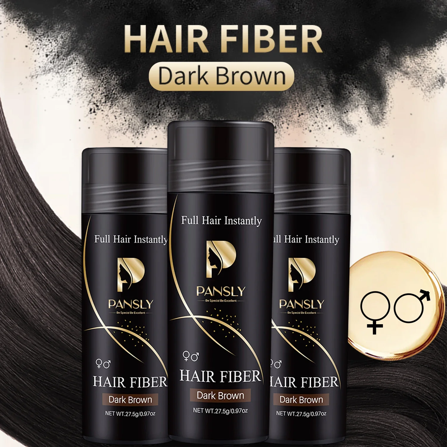 

27.5g Hair Building Fibers For Thinning Hair Powder Hair Loss Products Thickener Natural Keratin Styling Black And Dark Brown
