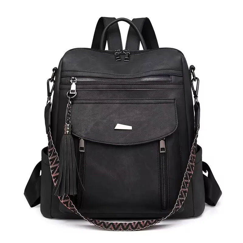 New Fashionable Women's Double Shoulder Backpack Large Capacity Retro Messenger Bag Casual Lady Bag