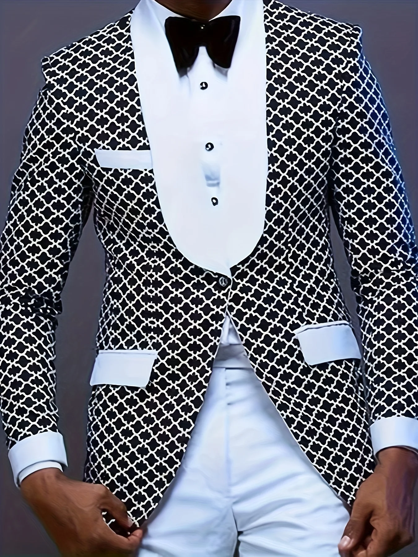 Men's Casual Blazer Jacket Slim Fit Stylish Geometric Print Design Color Block Stripes Comfortable Loose Outerwear for Business
