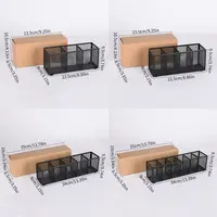 Simple 3/4/5/6 Grids Metal Mesh Desk Organizer Rectangle Durable Pen Holder Cosmetics Brush Storage Box Office Home Supplies 6